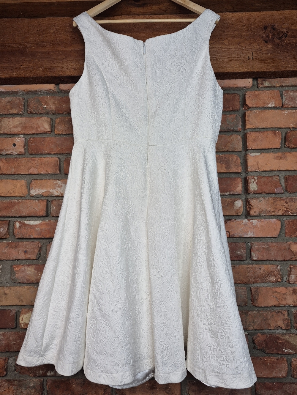 1861 White Embossed Textured Fit & Flare Dress XXL Bridal Jacquard - Picture 4 of 7